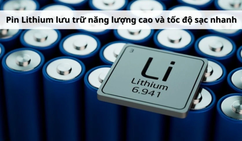 Pin lithium được ưa chuộng nhờ trọng lượng nhẹ, mật độ năng lượng cao, khả năng sạc nhanh và phù hợp với nhiều thiết bị công nghệ hiện đại. 