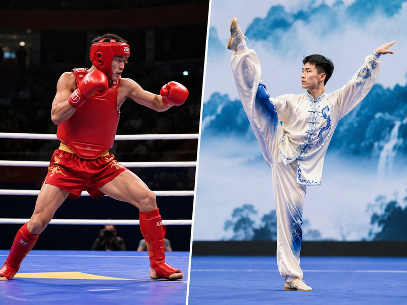 Tán thủ chú trọng đối kháng thực chiến, trong khi Wushu biểu diễn tập trung vào bài quyền, độ khó và thần thái. 