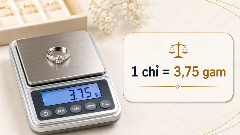 Người mua có thể quy đổi giá vàng trắng 750 từ chỉ sang gam bằng cách lấy giá 1 chỉ chia cho 3,75.