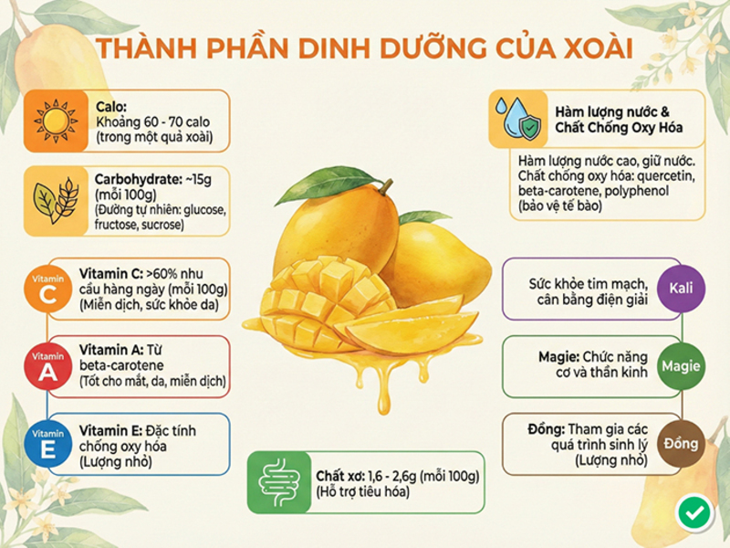 Ăn xoài chín đúng lượng có thể bổ sung vitamin C, carotenoid và chất xơ